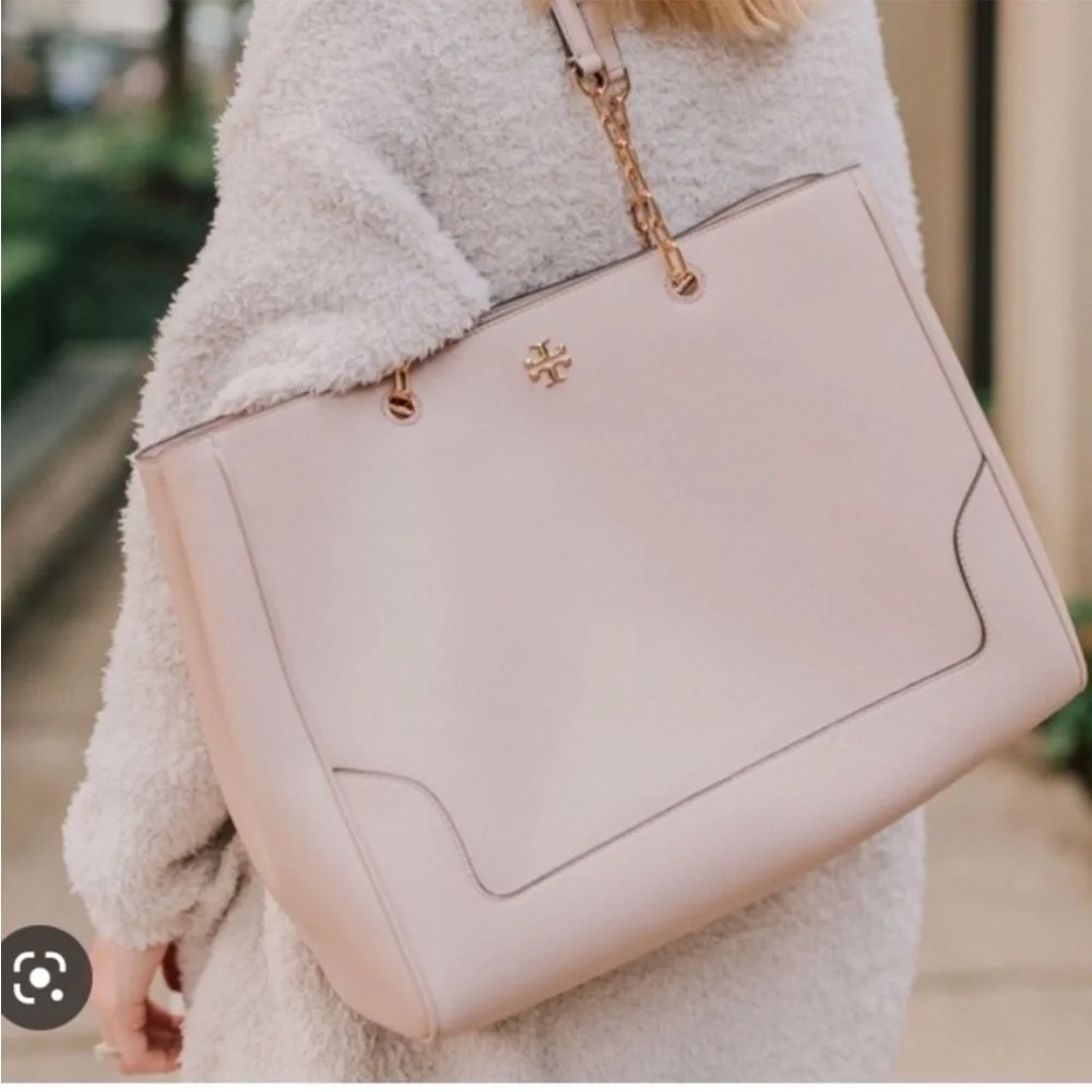 Tory Burch Marsden Pebbled Leather Tote in Light Oak - Picture 14 of 14